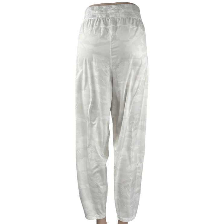 NEW Gap Runaround Womens White Gray Camo Drawstring Wide Leg Sweat Pants Size XL