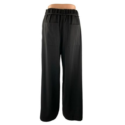 Zara Women's Black Drawstring High Rise Wide Leg Baggy Trousers Pants Size XS