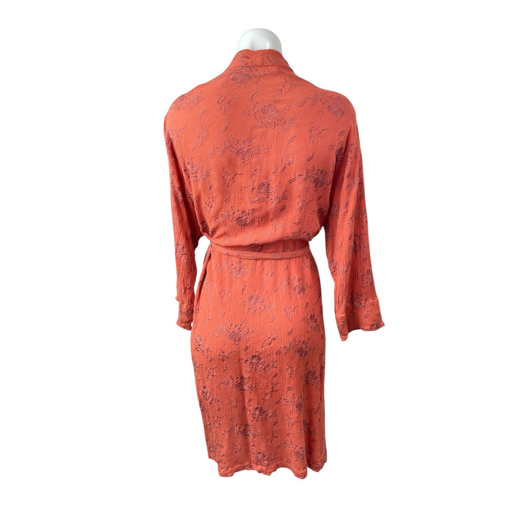 Christy Dawn Floral Embroidered Tie Waist Cover Up Kimono Cover Up Wrap Robe S/M