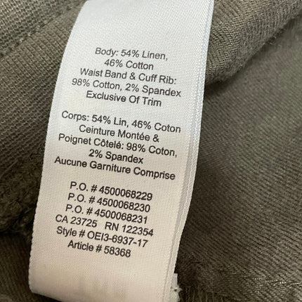 Aritzia TNA Women's Olive Green Linen Mid Rise Drawstring Jogger Pants Size S