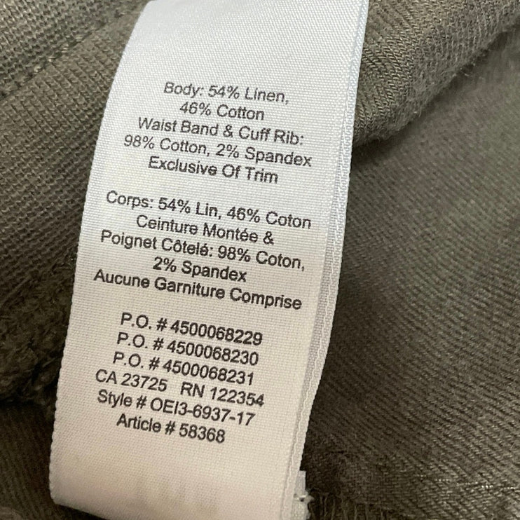Aritzia TNA Women's Olive Green Linen Mid Rise Drawstring Jogger Pants Size S