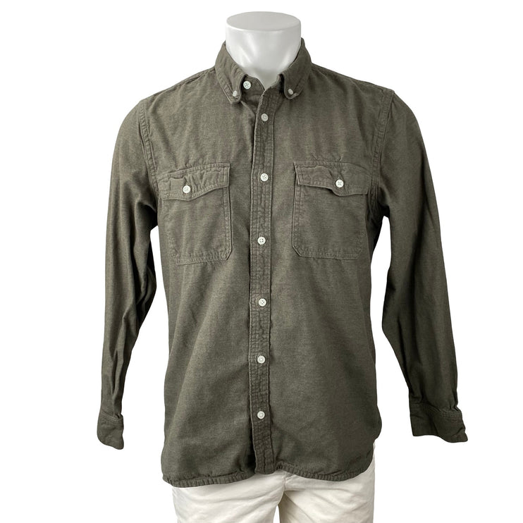Everlane Men's Olive Green Long Sleeve Chest Pocket Button Down Shirt Top Size L