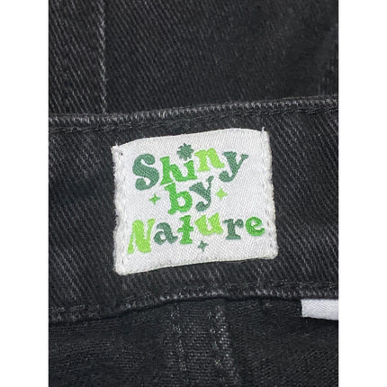 Shiny by Nature Women's Black High Waisted Wide Leg Baggy Crop Denim Jeans Sz 32