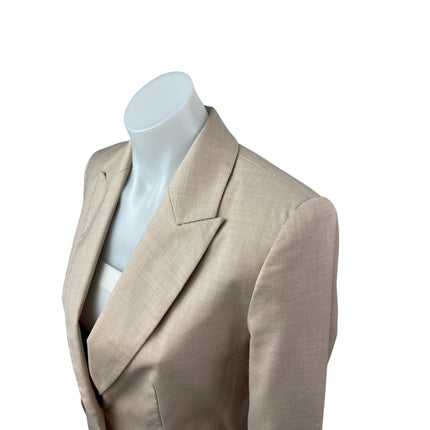 Zara Women's Beige Notch Collar Long Sleeve Single Breasted Blazer Coat Jacket 2