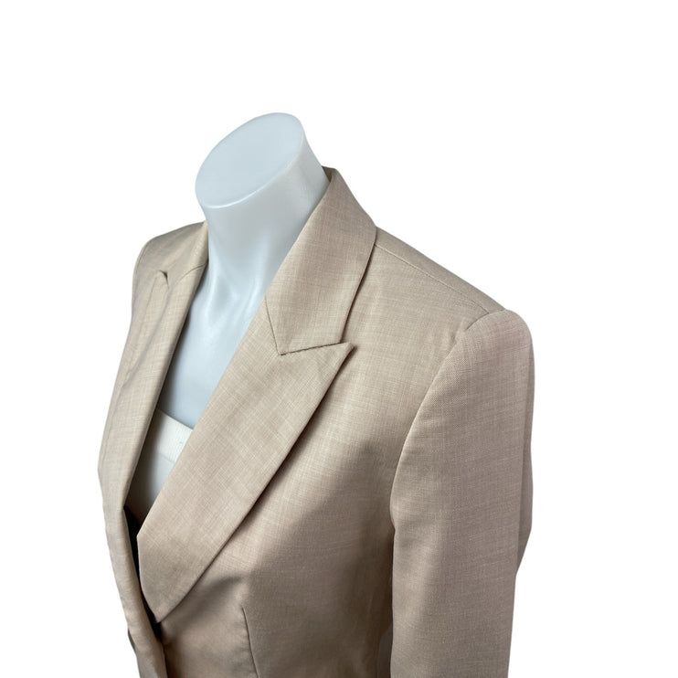 Zara Women's Beige Notch Collar Long Sleeve Single Breasted Blazer Coat Jacket 2