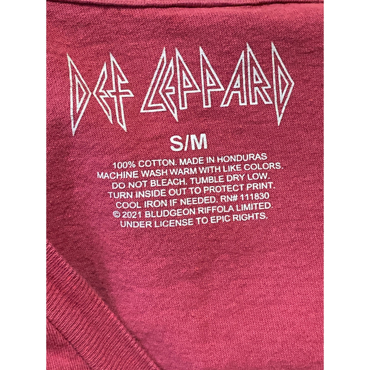 Def Leppard Pyromania 1983 Men's Red Short Sleeve Rock Band Tour T-Shirt Top S/M