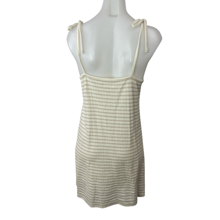 Madewell Beige Striped Sleeveless V-Neck Cami Camisole Mini Tank Shift Dress S
