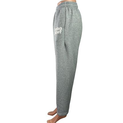 Broken Planet Women's Heather Gray Fleece High Rise Wide Leg Baggy Sweat Pants M
