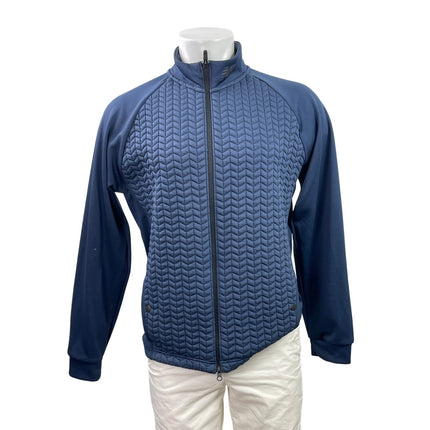 New Balance Heat Loft Blue Herringbone Long Sleeve Full Zip Quilted Jacket Top M