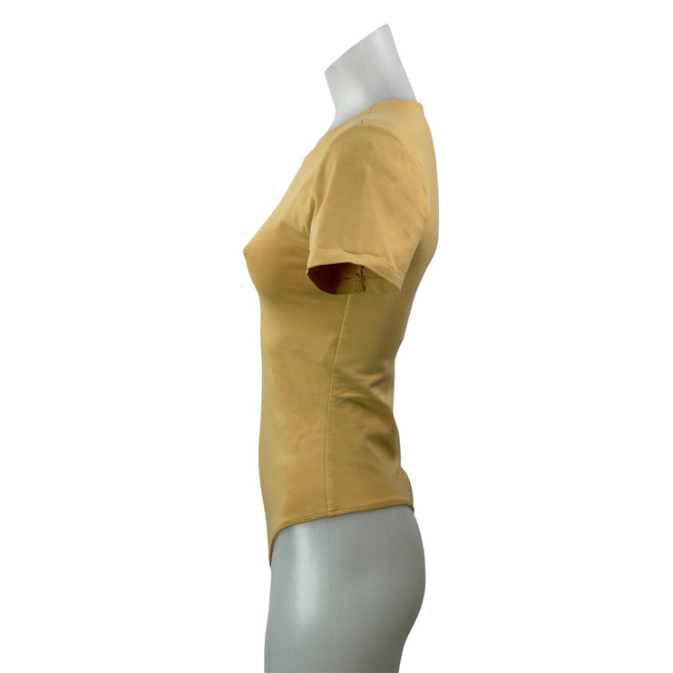 Aritzia Babaton Yellow Short Sleeves Crewneck Bodysuit Tee T-shirt Top Size M