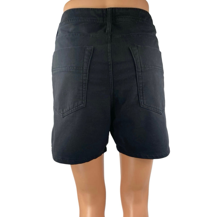 Swet Tailor Women's Black High Waisted Casual Wide Leg Denim Jeans Shorts Sz 32