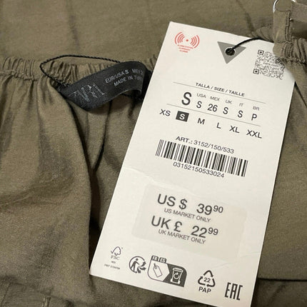 NEW Zara Women's Olive Green Sleeveless Babydoll Flowing Strappy Camisole Top S
