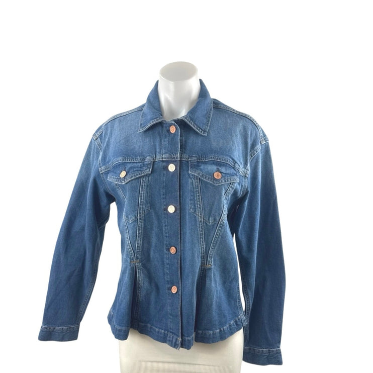 GAP Womens Blue Collared Long Sleeve Button Down Shirt Trucker Coat Jacket Top M