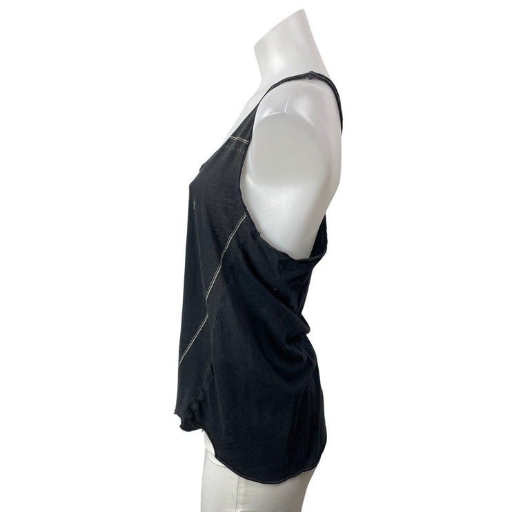 ALLSAINTS Women's Black Sleeveless Graphic Print Racerback Scoop Tank Top Sz 4