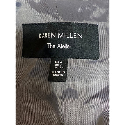 Karen Millen The Atelier Gray Crushed Velvet Long Sleeve Wide Leg Pants Set Sz 2