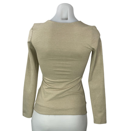 Aritzia Contour Women's Beige Long Sleeves Slim Crew Neck Tee T-shirts Top Sz S