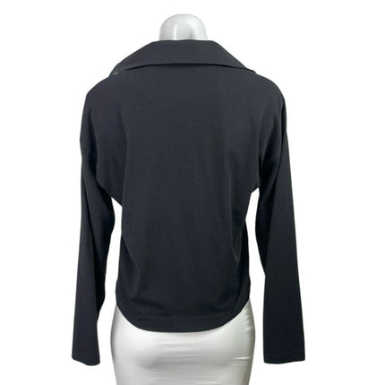 Vince Women's Black Collared V Neck Long Sleeve Tee T-Shirt Polo Blouse Top XS