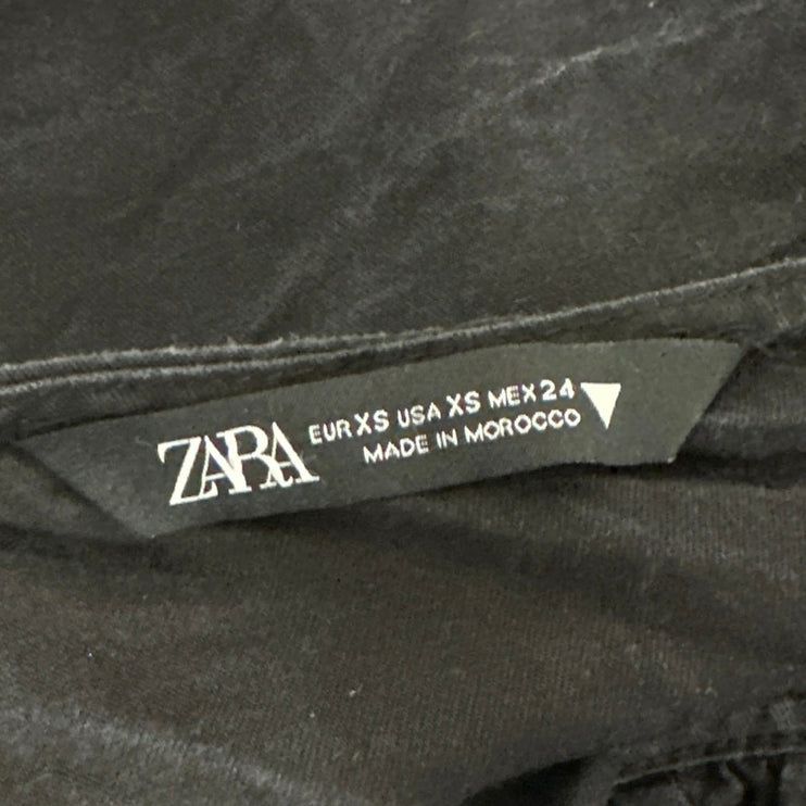 Zara Women's Black Sleeveless Halter Plunging Open Back Blouse Top Size XS