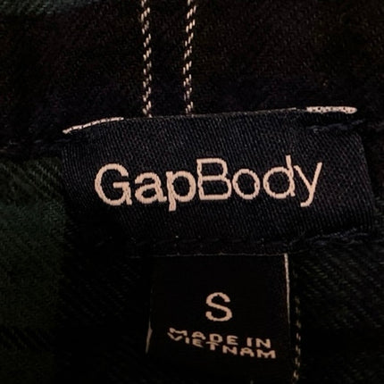 Gap Body Women's Green Blue Plaid Flannel Long Sleeve Button Down Shirt Top Sz S