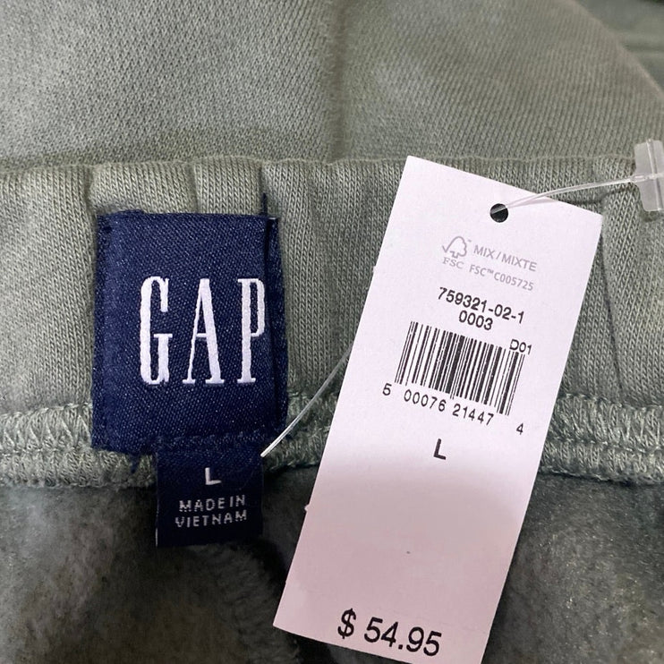 NEW GAP Womens Green Fleece High Waist Straight Wide Leg Lounge Trousers Pants L