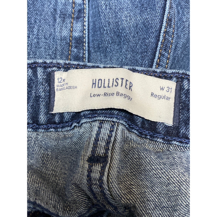 Hollister Women's Blue Low Rise Straight Baggy Wide Leg Denim Jeans Pants Sz 31
