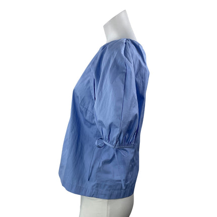Banana Republic Women's Blue Short Balloon Sleeve Cotton Blouse Top Size 6