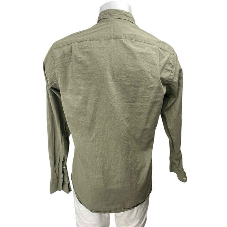 J.Crew Men's Green Flex Washed Slim Fit Long Sleeve Button Down Shirt Top Size M