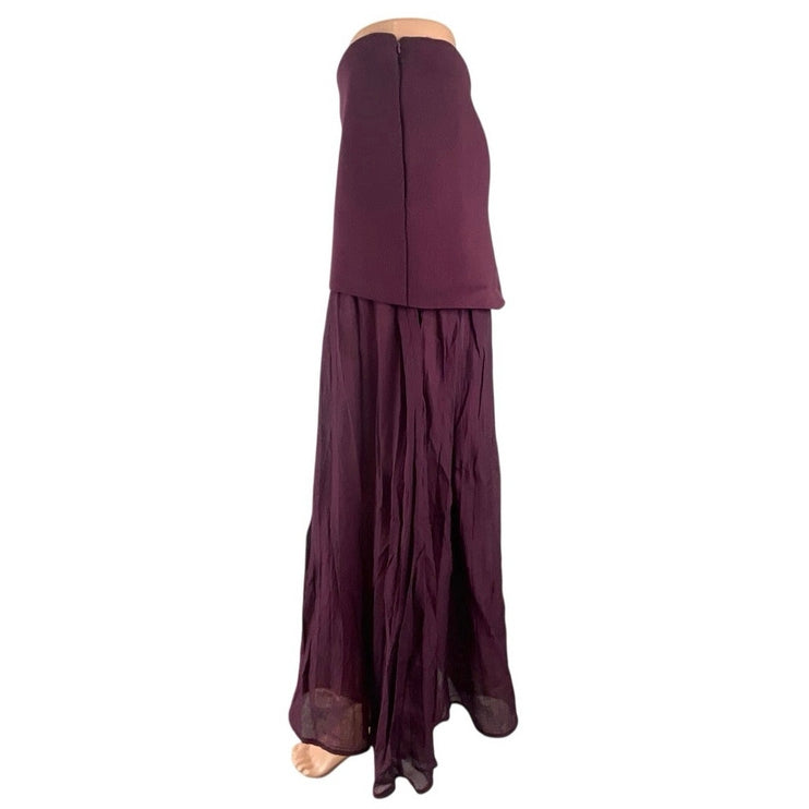 Zara Womens Purple Knit High Rise Dual Layered Pleated Midi Flare A-Line Skirt S