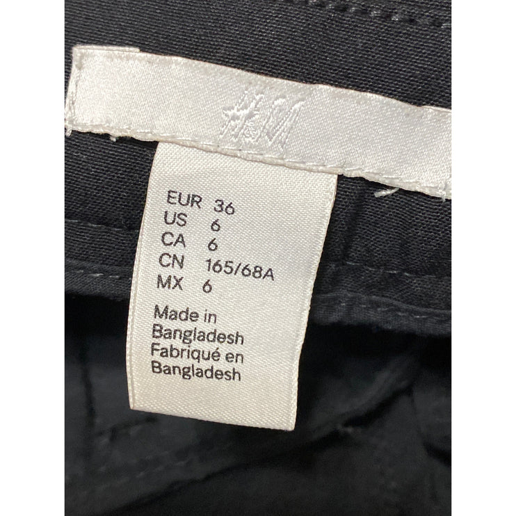 H&M Women's Black Mid Rise Slim Straight Career Business Trousers Pants Size 6
