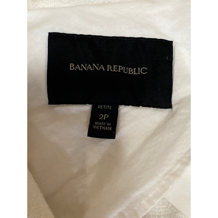 Banana Republic White Collared Long Sleeve Single Breasted Blazer Coat Jacket 2P