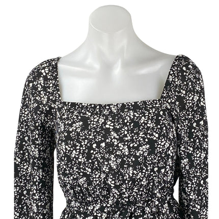 Pamela x NA-KD Reborn Black White Floral Long Puff Sleeve Fit & Flare Dress 6