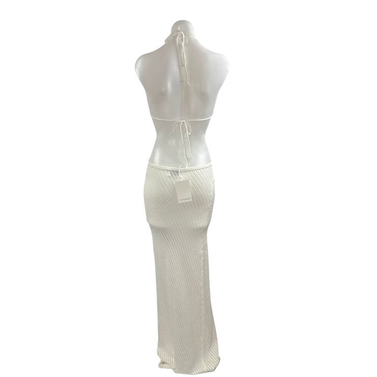 NEW Peppermayo White Sleeveless Cut Out Summer Beach Maxi Tank Sheath Dress S/M