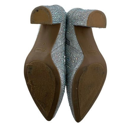 Forever Iceberg 12 Silver Rhinestone Pointed Toe Block Heels Ankle Bootie Size 7