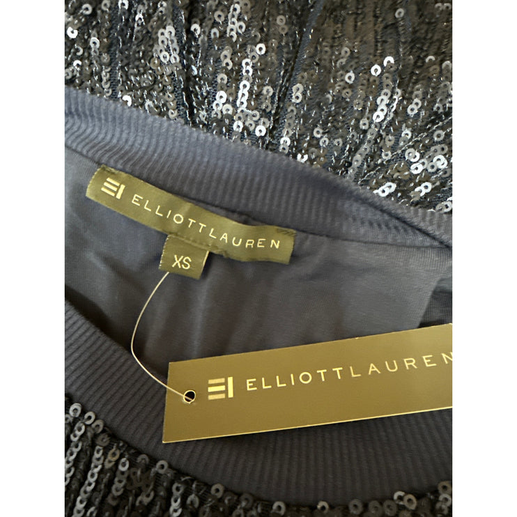 NEW Elliott Lauren Blue Short Sleeve Sequin Crew Neck T Shirt Blouse Top Size XS