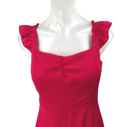 NEW Lulus Red Sleeveless Ruffle Cami Camisole Tank Ruched Midi Dress Size S
