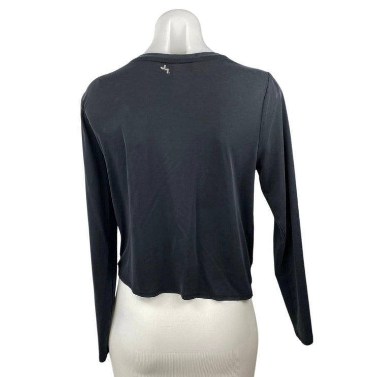 Joy Lab Women's Black Knot Front Long Sleeve Activewear Tee T-shirt Top Size L