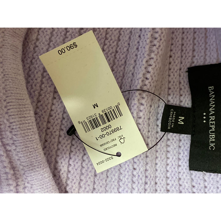 NEW Banana Republic Women's Purple Ribbed Boat Neck Long Sleeve Sweater Top Sz M
