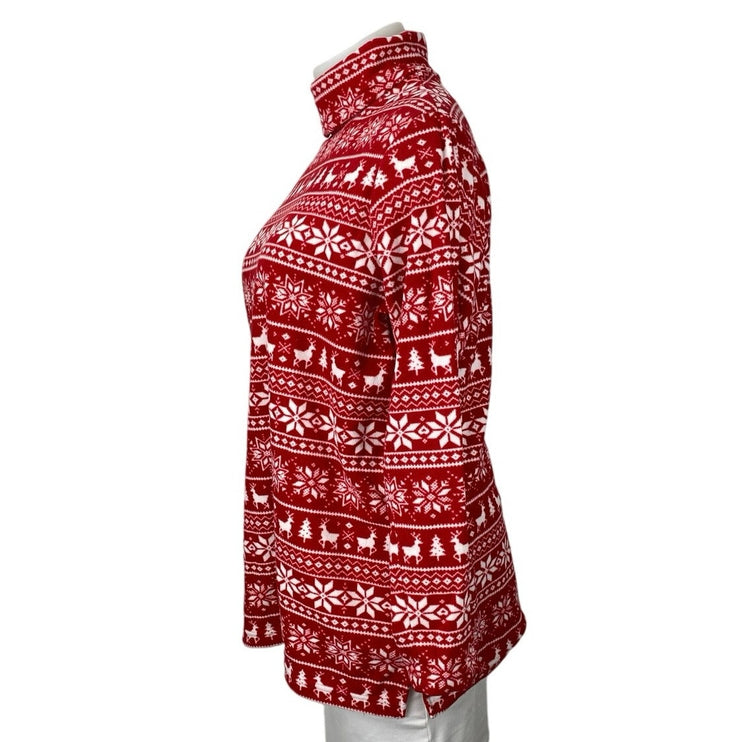 Lands' End Women's Red Fair Isle Turtleneck Long Sleeve Christmas Sweater Sz XL
