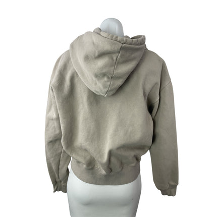 Brandy Melville Women's Beige Fleece Full Zip Hoodie Hooded Sweater Jacket Sz S