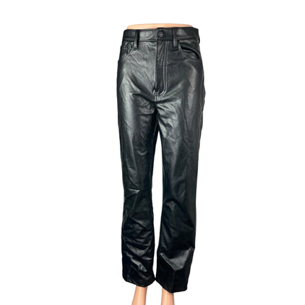 Abercrombie & Fitch Faux Vegan Leather High Rise Straight Trousers Dress Pants 4