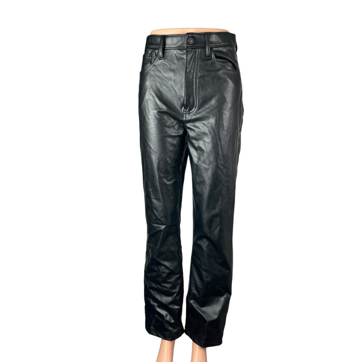 Abercrombie & Fitch Faux Vegan Leather High Rise Straight Trousers Dress Pants 4