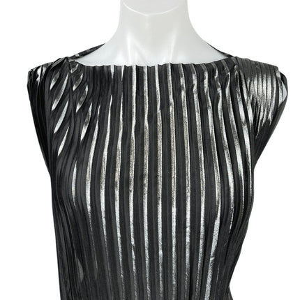 Zara Women's Black Metallic Pleated Sleeveless Crop Shirt Blouse Tank Top Size S