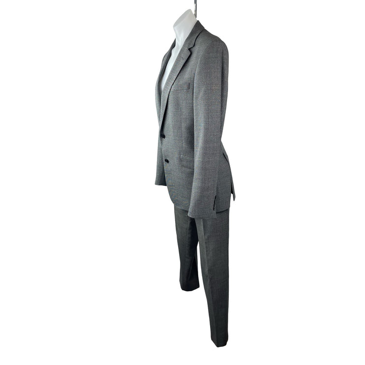 Kin Women's Gray Wool Long Sleeve Blazer Coat Jacket Dress Pants Suit Set 38/32