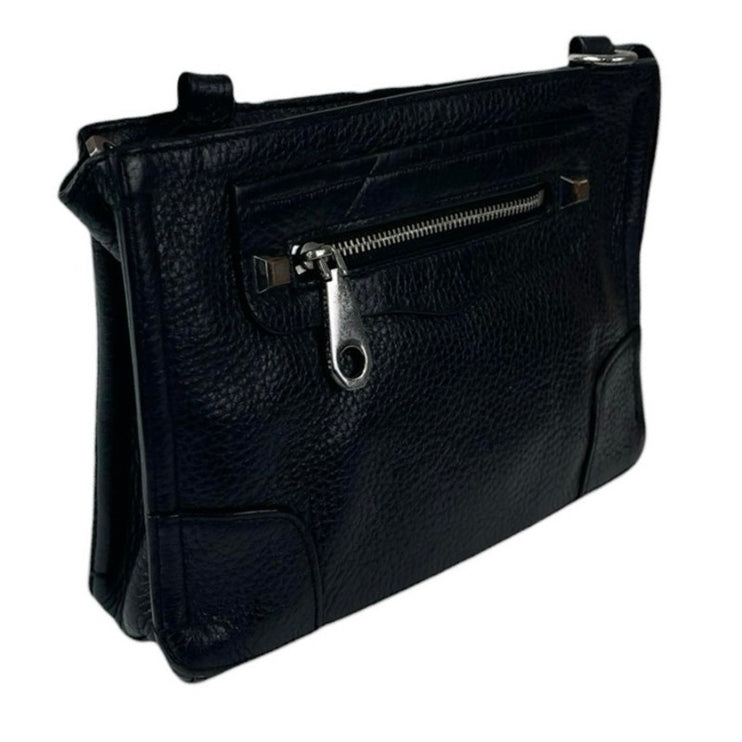 Rebecca Minkoff Darren Black Pebbled Leather Zip Purse Handbag Crossbody Bag OS