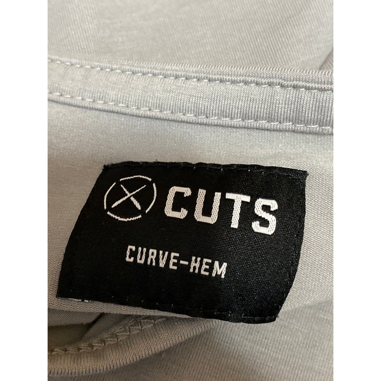 Cuts Curve Hem Men's Gray Crew Neck Short Sleeve Casual Tee Basic T-Shirt Top L