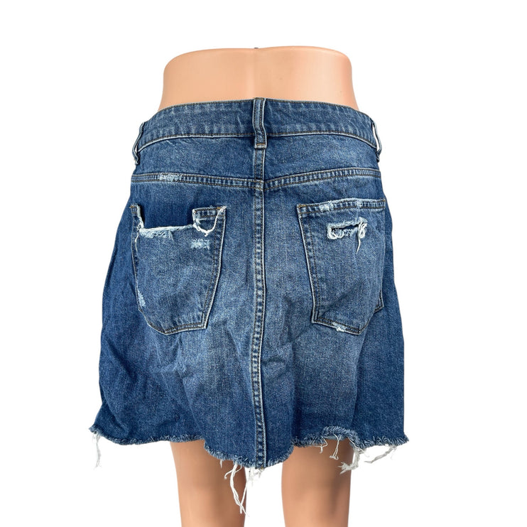 DL1961 Womens Blue High Rise Distressed Frayed Mini A-Line Denim Jeans Skirt 29