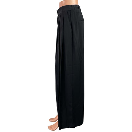 Zara Women's Black High Waisted Wide Leg Pleated Baggy Trousers Pants Size S