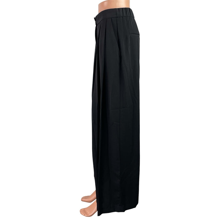 Zara Women's Black High Waisted Wide Leg Pleated Baggy Trousers Pants Size S