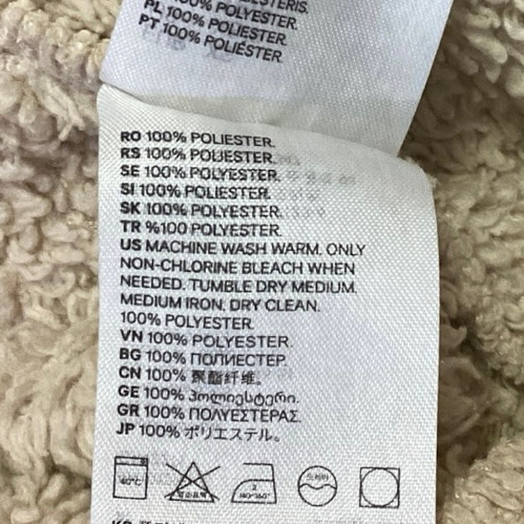 H&M Women's Beige Tan Half Zip Sherpa Fleece Pullover Crop Teddy Sweater Top XS