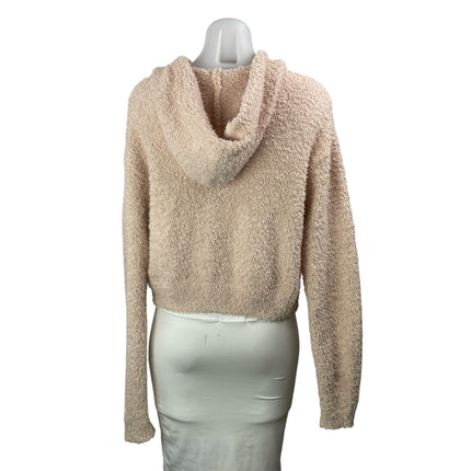 Skims Women's Cream Fleece Fuzzy Teddy Full Zip Hoodie Sweatshirt Top Size S